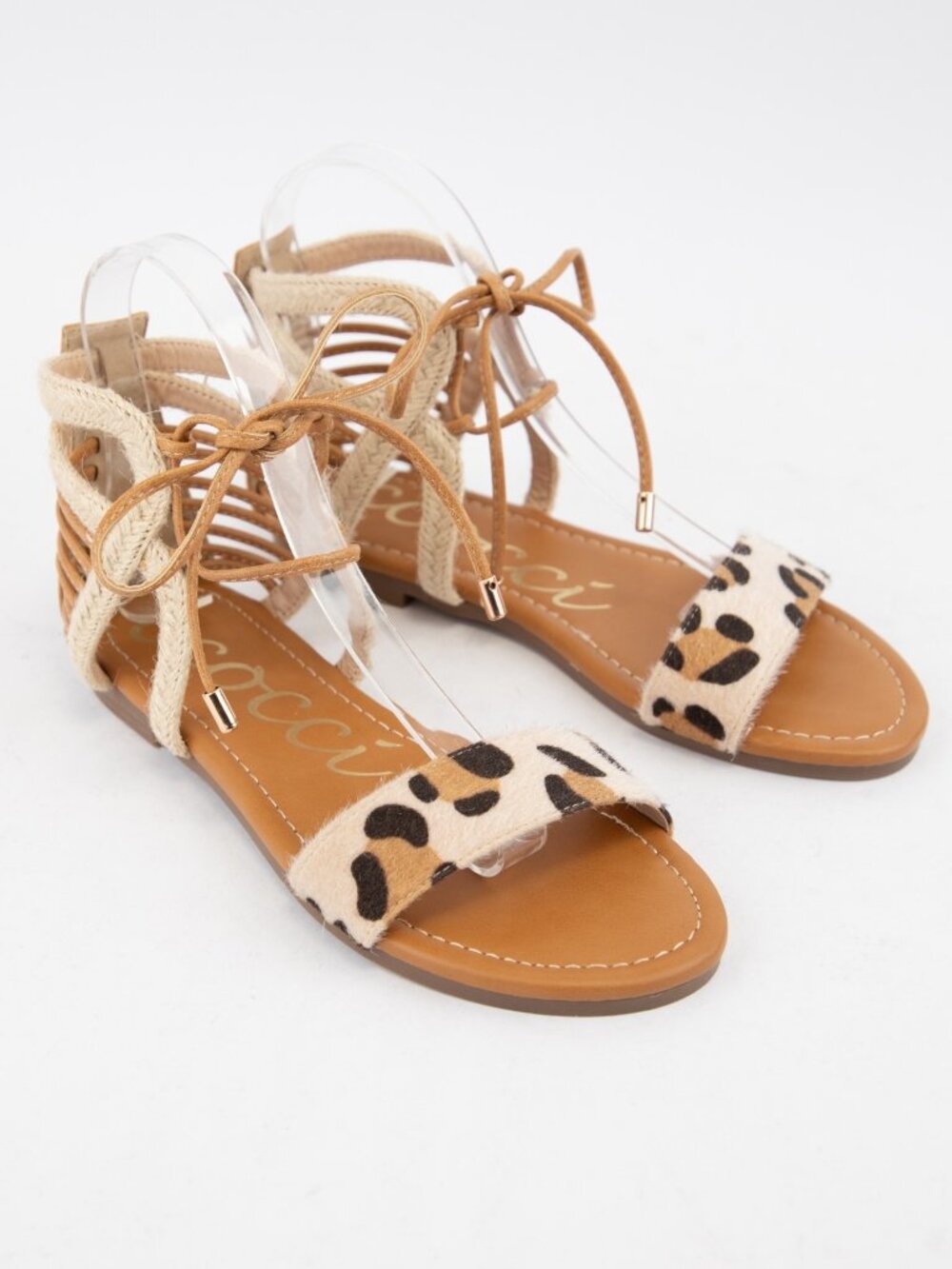 SANDAL‎ MANIA 🚨Ccocci Paola Lace-Up Sandals in Leopard NEW